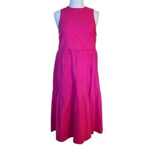 NWT J. Crew | Women's Pink Round Neckline Tiered Maxi Dress Size 00